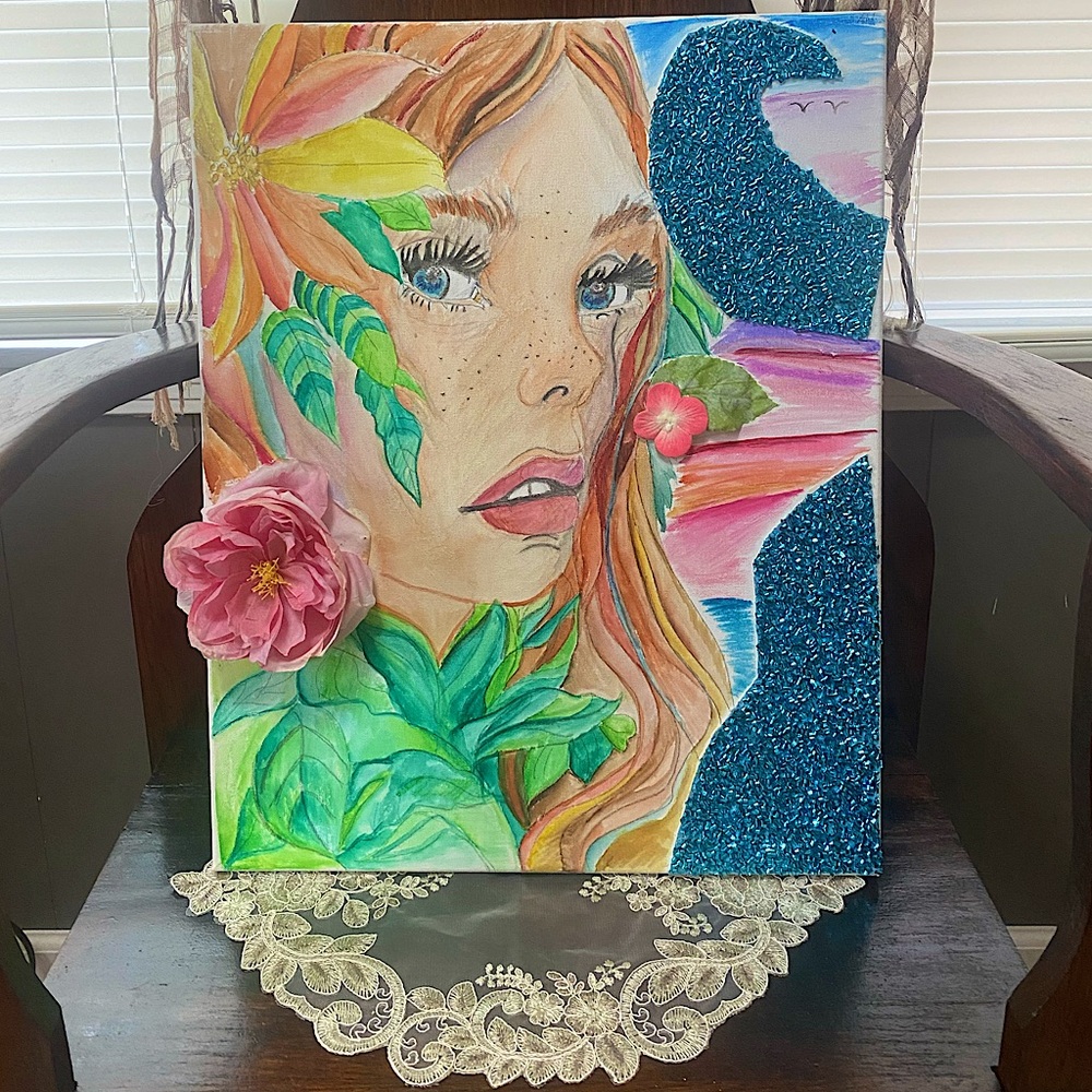 “California Dreaming” 16x20in Handpainted Watercolor on Canvas